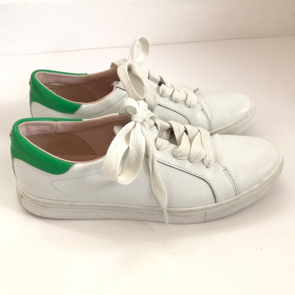 KATE SPADE Alanna Leather Sneakers White Green Women’s Size 10 - Picture 3 of 16